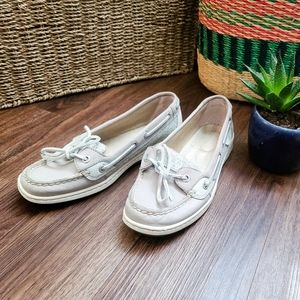 Sperry Topsiders Gray Leather and Sparkled Loafers